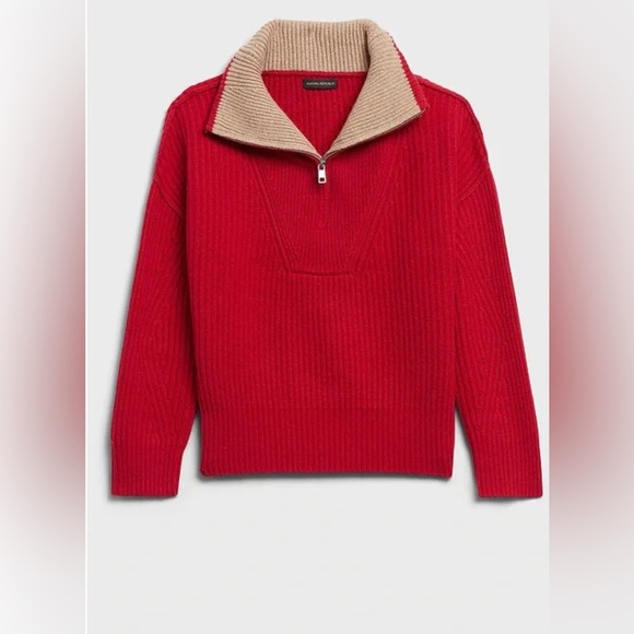 AS IS! NWT! Banana Republic Black Oversized Half-Zip Sweater - Size Large - Picture 5 of 14